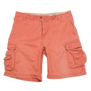 Cargo Pockets Shorts Flat Front IZOD Saltwater Salmon Men's Size 36 Actual 35"